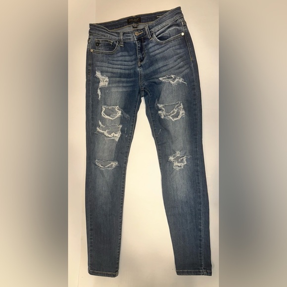 Judy Blue Denim - Judy Blue Colby Skinny Fit Distressed Destroyed Jeans Women’s Size 7/28 Mid-Rise